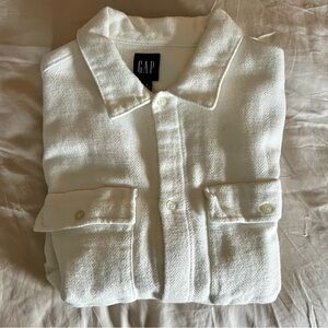 GAP White Button-Up Shirt Jacket